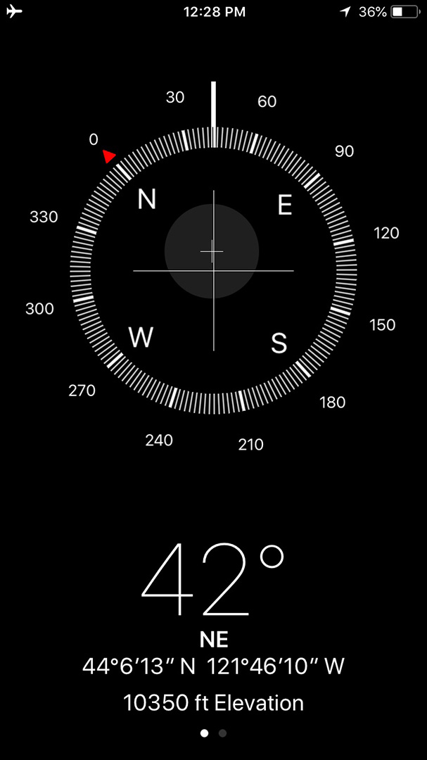 iOS Compass app - July 2018