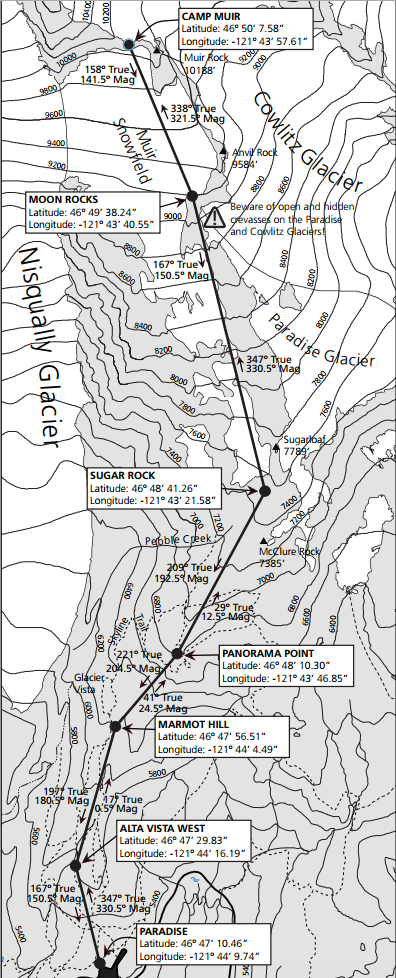 Camp Muir Trail Map